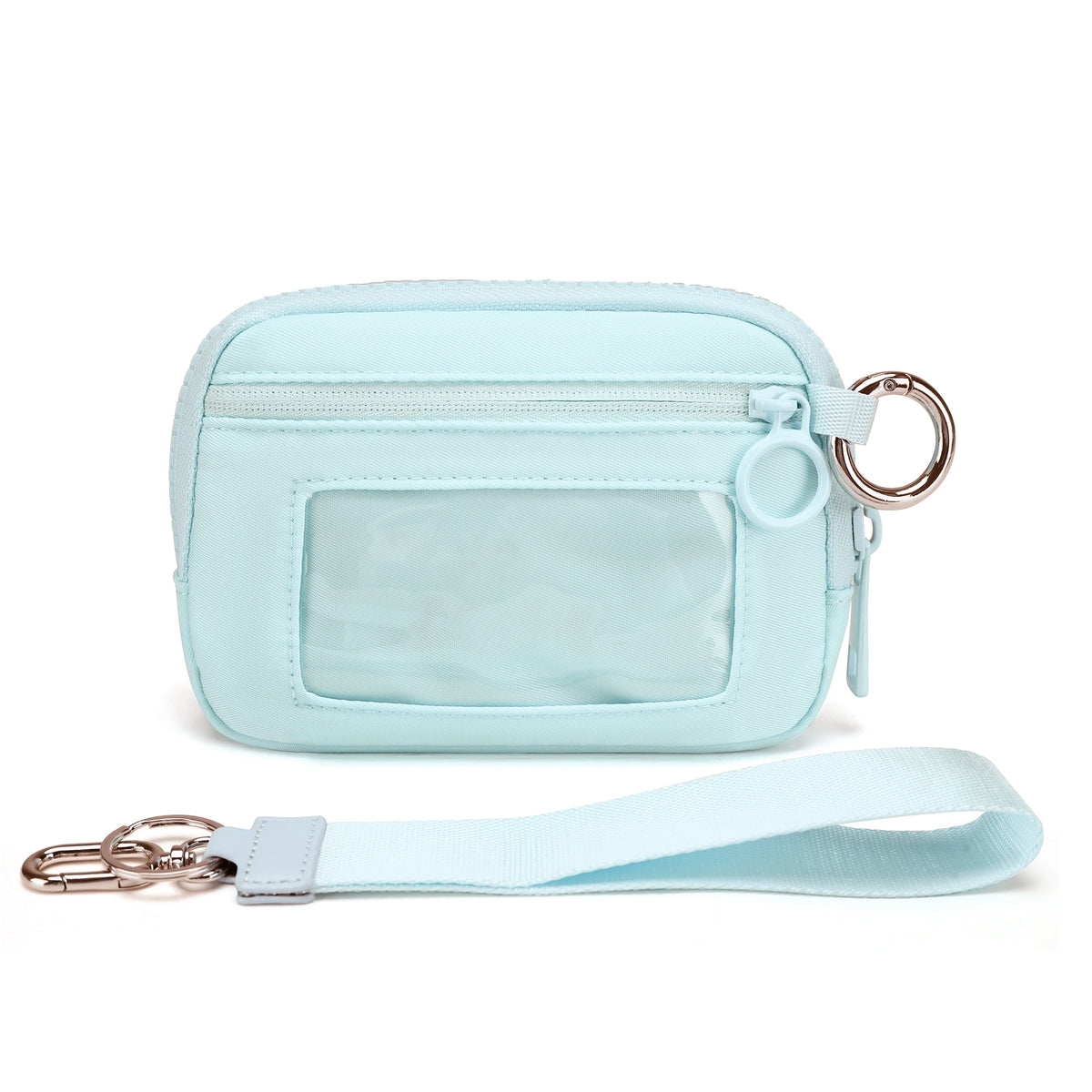 Checkered Card Case Wallet with Detachable Keychain and ID Window