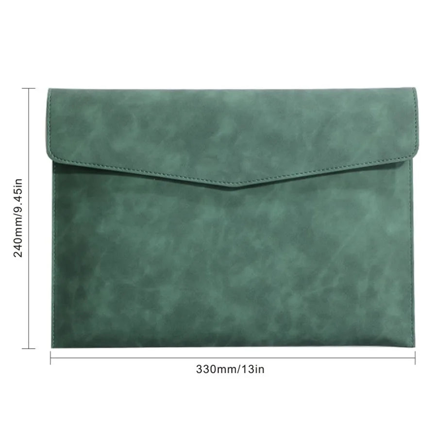Classeur organisateur de documents A4 en cuir PU vert foncé haut de gamme.