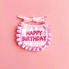 Pink gingham pet birthday party hat and bib set for cats and small dogs