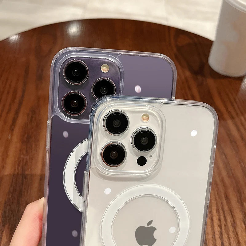 Transparent Magnetic Wireless Charging Case for iPhone with Shockproof Protection