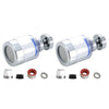 A kitchen faucet water filter assembly with a rotating head and splash guard, including various components.