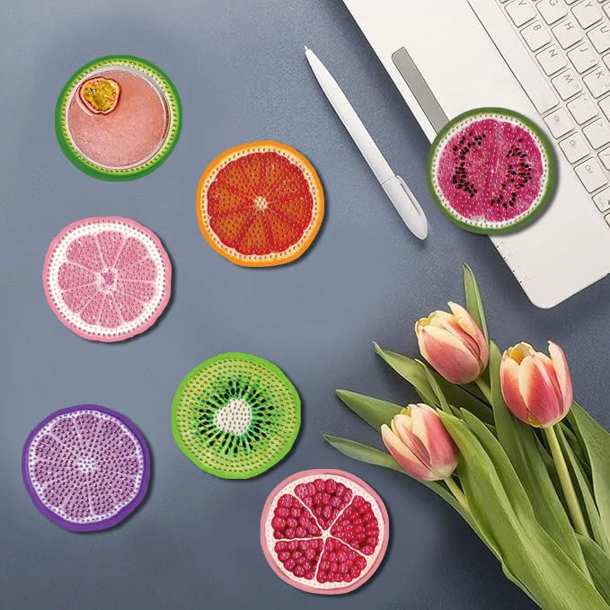 DIY Diamond Painting Wooden Coaster Set (8 Pieces)