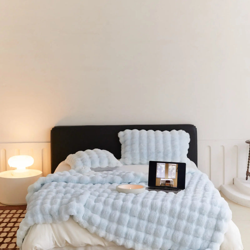 3D Bubble Faux Fur Throw Blanket