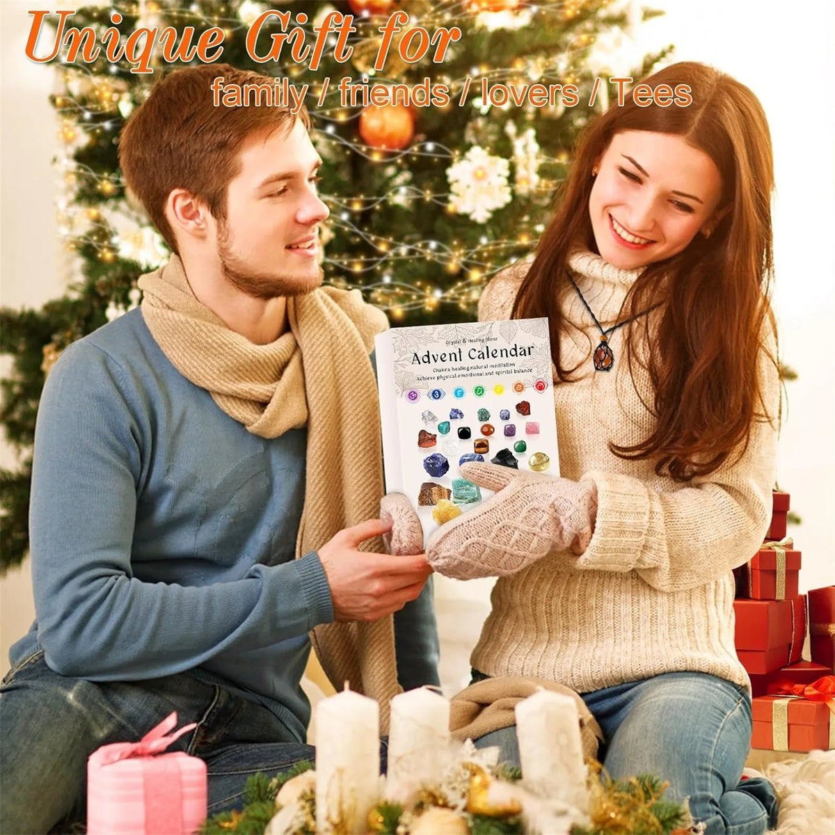 24-Day Crystal Advent Calendar – Natural Chakra Gemstones for Mindfulness & Holiday Countdown