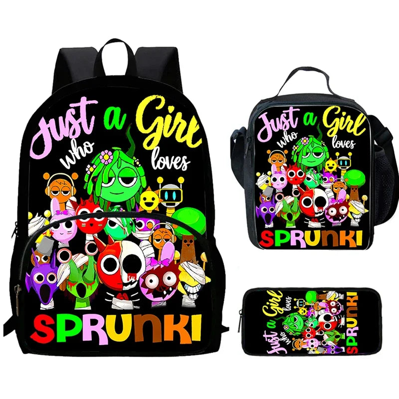 Cartable Enfant Cartoon Sprunki avec Pochette Avant