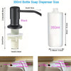 Black bottle soap dispenser with a pump mechanism and measuring markings for 350ml liquid soap.