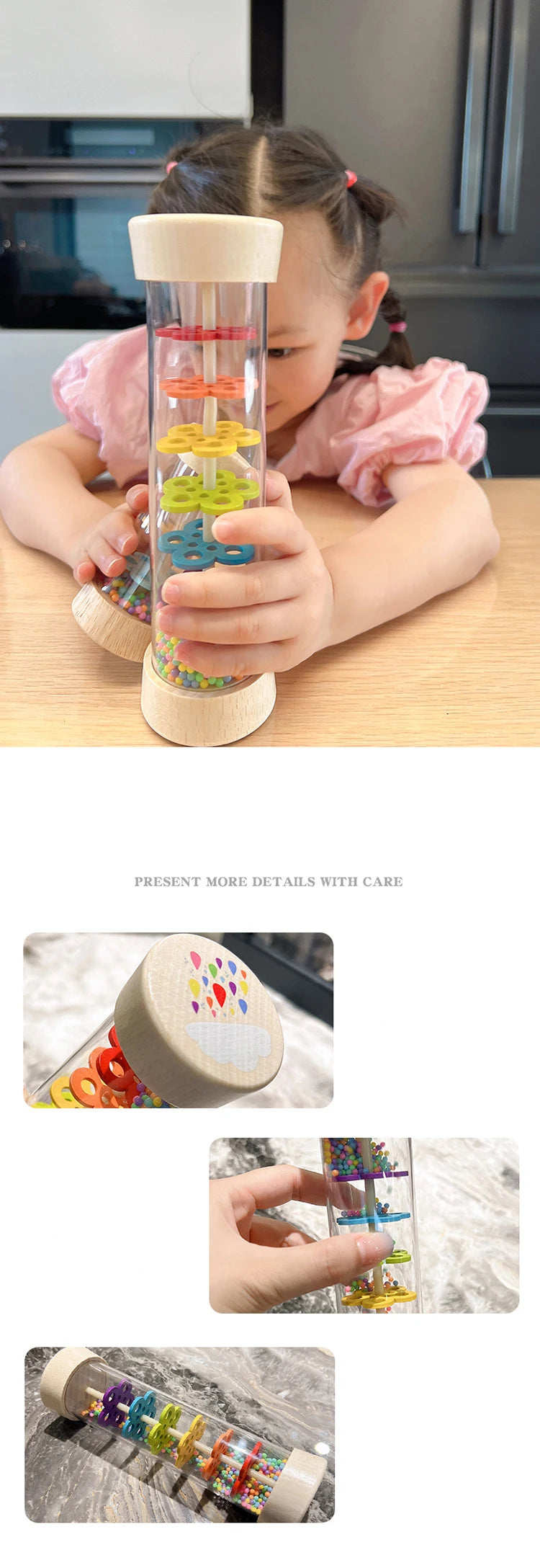 Wooden Rainmaker Musical Instrument for Kids