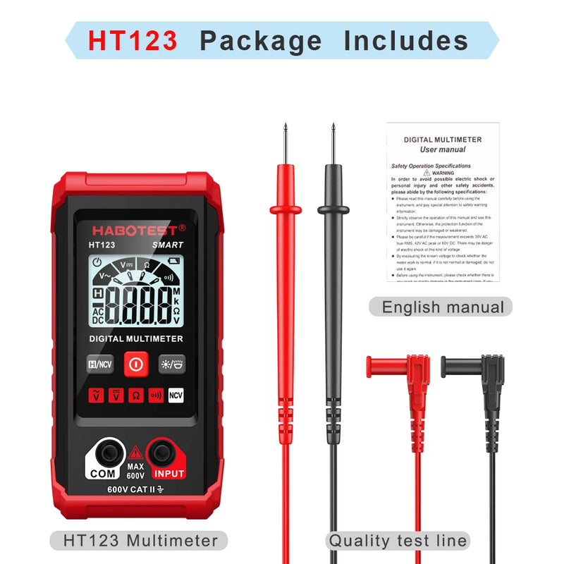Compact Digital Multimeter with Auto-Ranging & Backlit Display