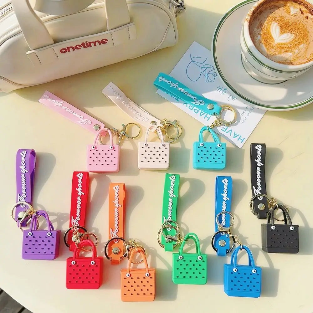 Silicone Beach Basket Keychain Charm
