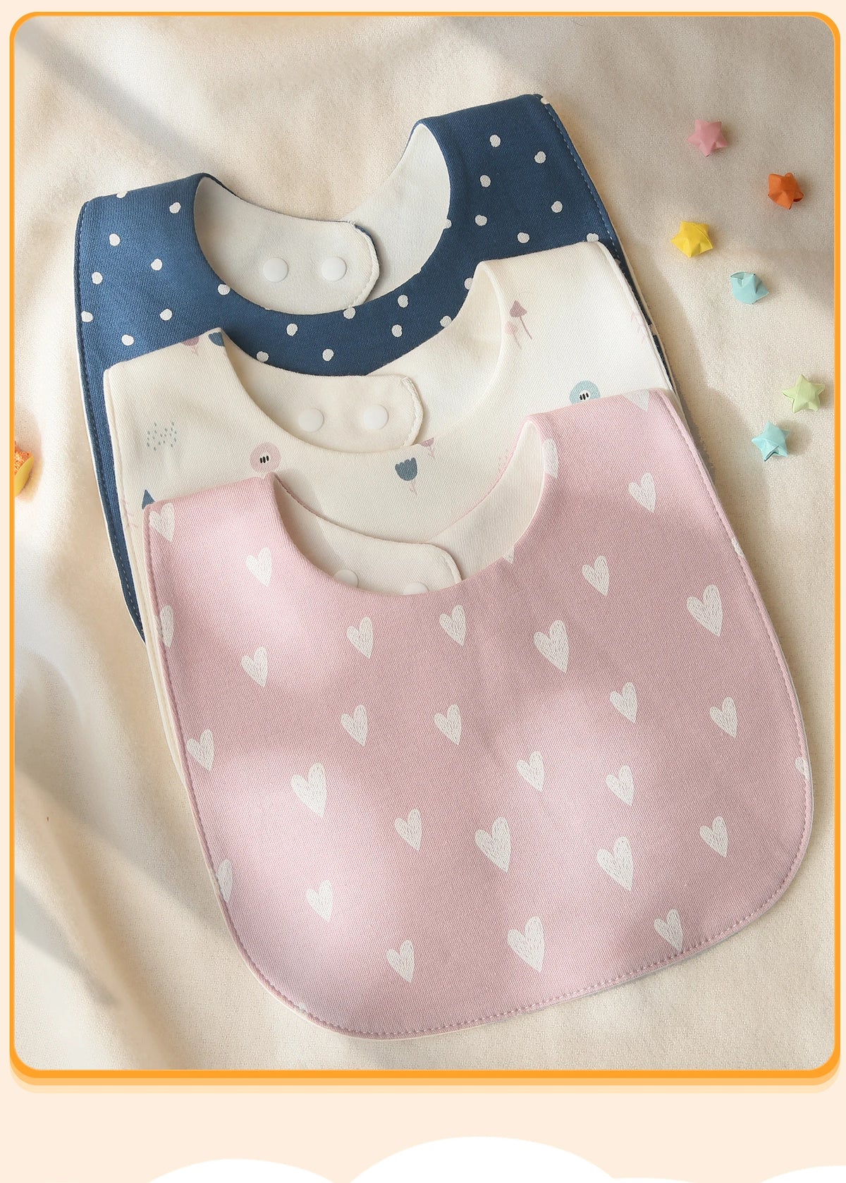 Soft Cotton Baby Bibs with Waterproof Backing (3-Layer, U-Shaped)