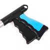 Black foldable extra-long pickup tool with a rotating grip and blue accents.