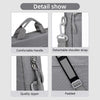 Detail show of a gray waterproof nylon laptop sleeve featuring a comfortable handle, detachable shoulder strap, quality zippe