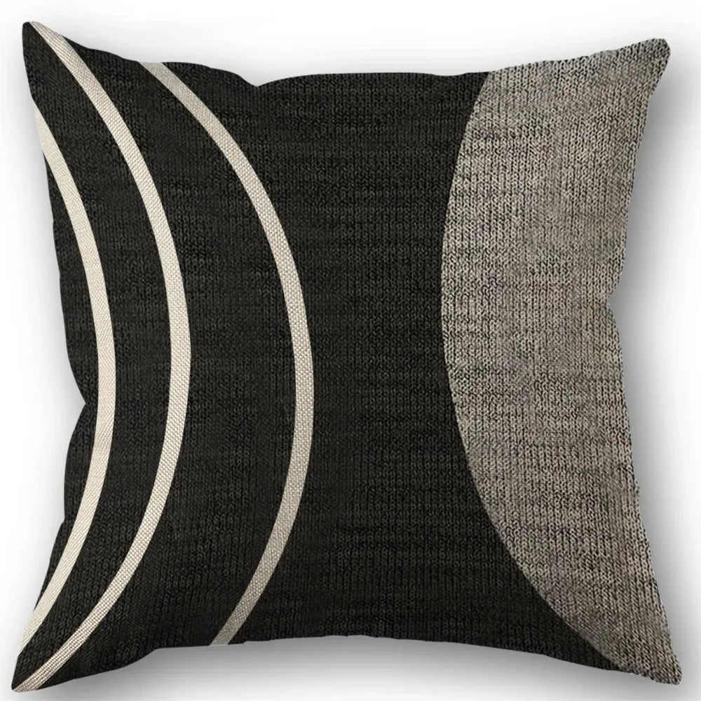 Geometric Black and White Square Pillowcase