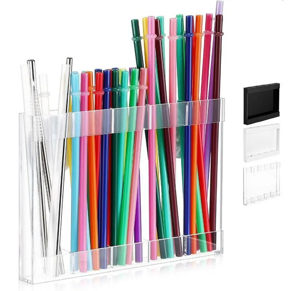 Acrylic Wall-Mounted Straw and Utensil Holder