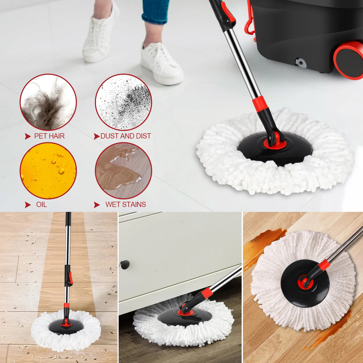 Microfiber Replacement Mop Heads for Spin Mop (Set of 4/8)
