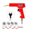 Red plastic welding gun tool with staples for car bumper repair kit