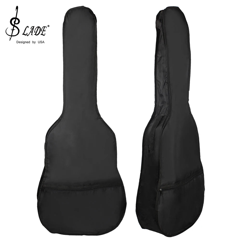 Black classical acoustic guitar soft case with a padded shoulder strap