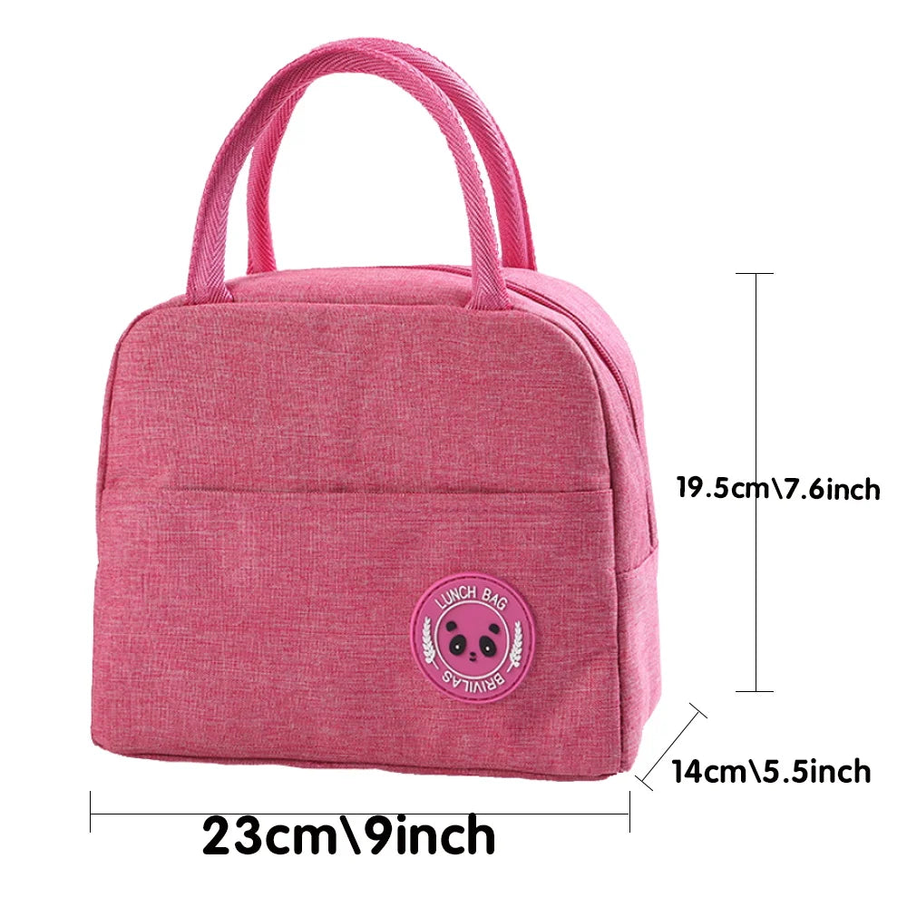 Insulated Canvas Lunch Bag with Butterfly Letter Pattern