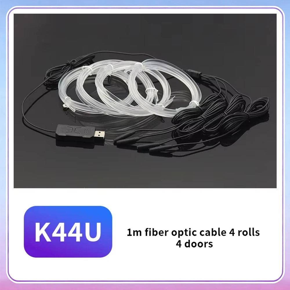 4 rolls of 1m fiber optic cable for 4 doors used as USB LED ambient interior light strips