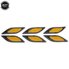 A set of six black and yellow reflective carbon fiber car styling strips.