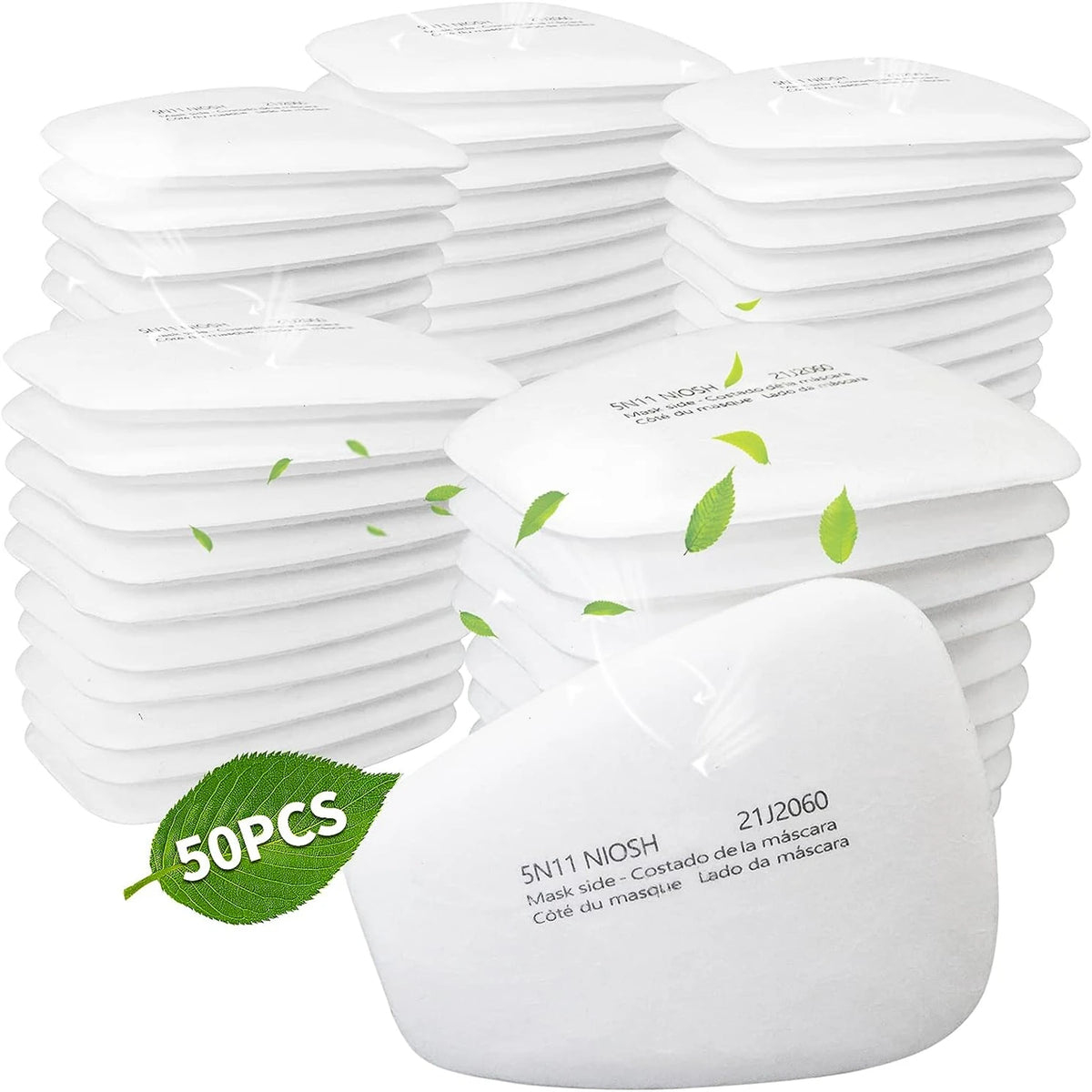 A stack of white replacement dust filter pads for 5N11 compatible respirator masks.