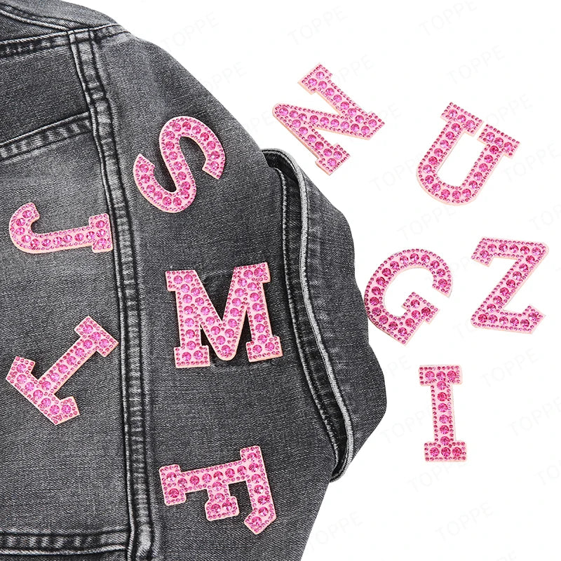 Pearl Rhinestone Letter Patches – Iron-On 3D DIY Embellishments