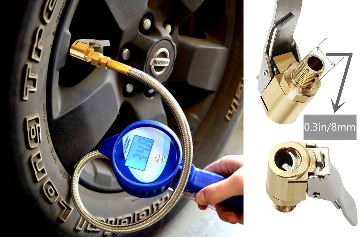 Brass Locking Nozzle Tire Air Chuck Clip Adapter