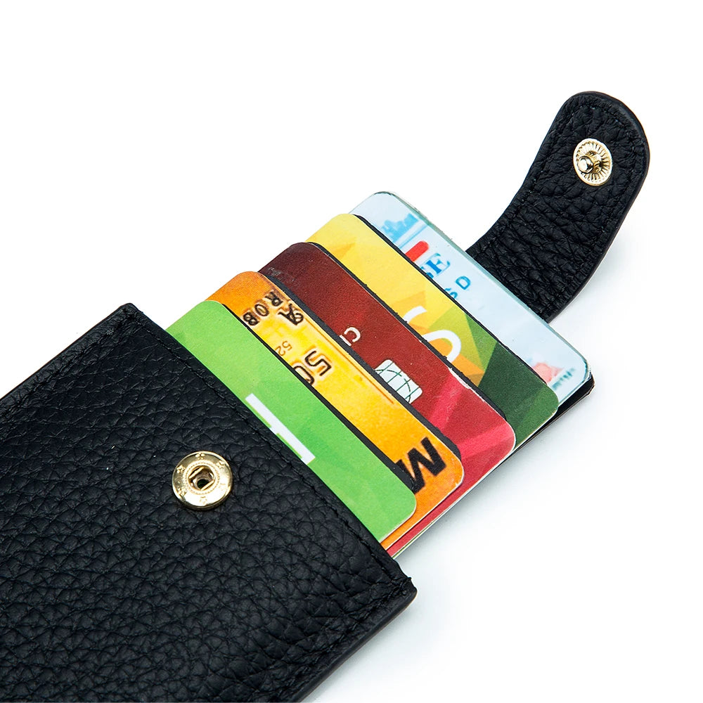Slim Leather Card Holder with Quick-Access Pull Tab