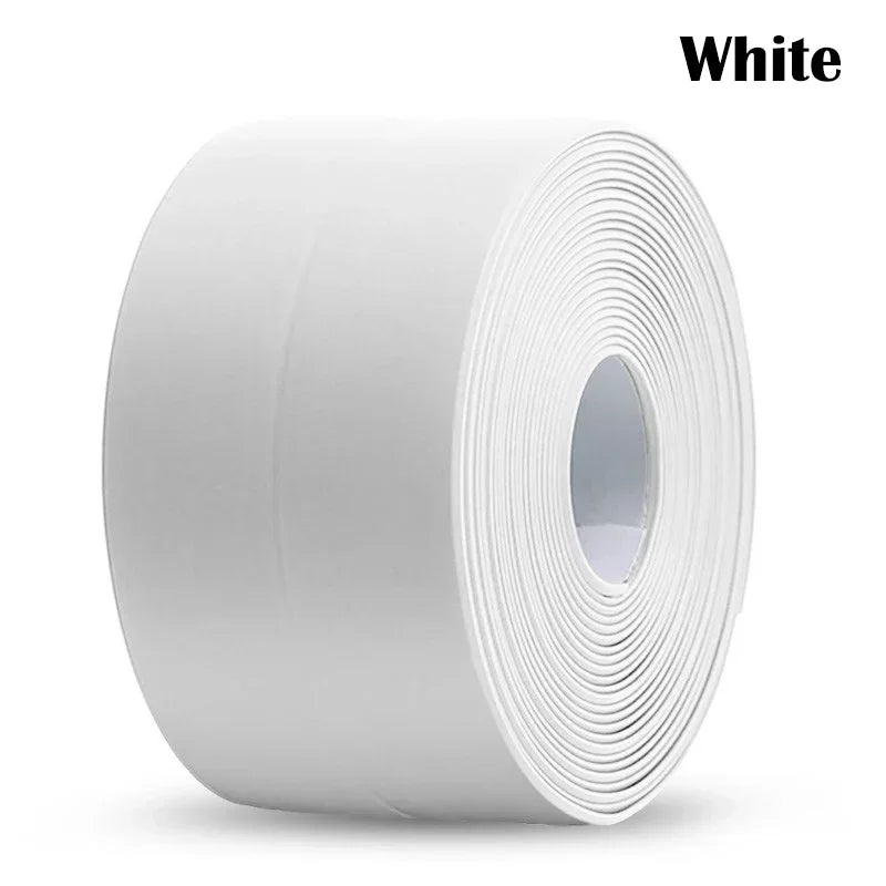 Roll of white waterproof self-adhesive sealing tape for bathroom and kitchen use