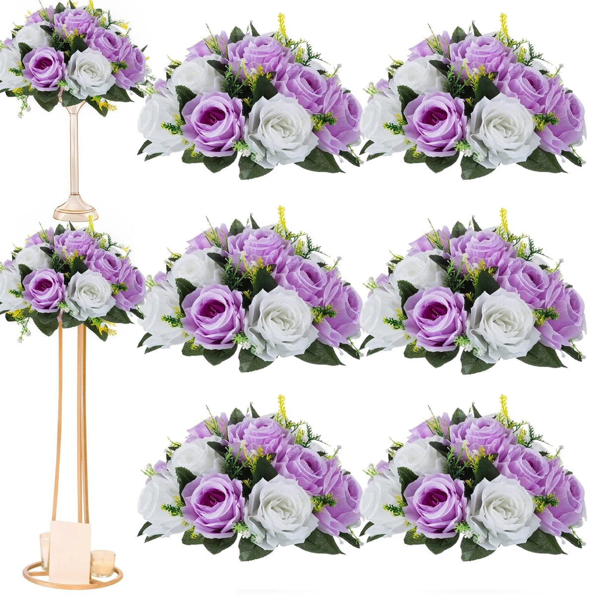 Set of 6 Silk Rose Flower Balls for Wedding & Event Decor