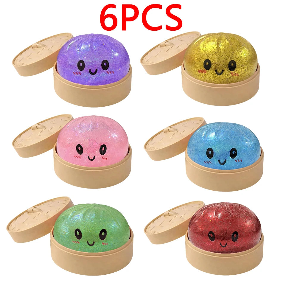 Gold Glitter Dumpling Squishy Stress Relief Toy