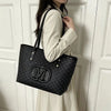 Geometric Print Tote Bag with Matching Coin Purse