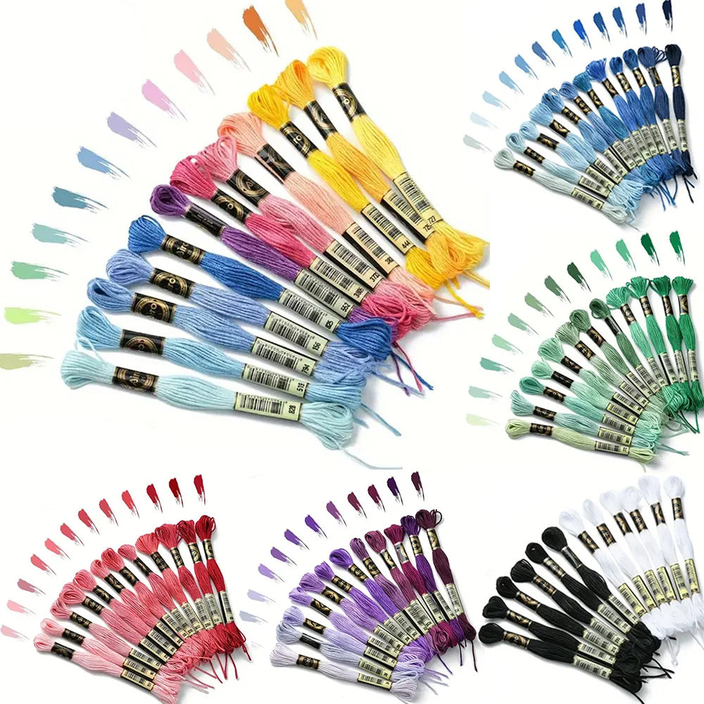 Rainbow Gradient Embroidery Thread Set - 12 Spools