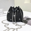 Rhinestone Bucket Crossbody Bag with Detachable Chain Strap