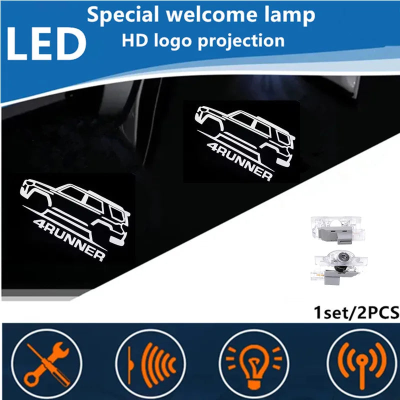 Special welcome lamp LED HD logo projection for a 4Runner vehicle door.