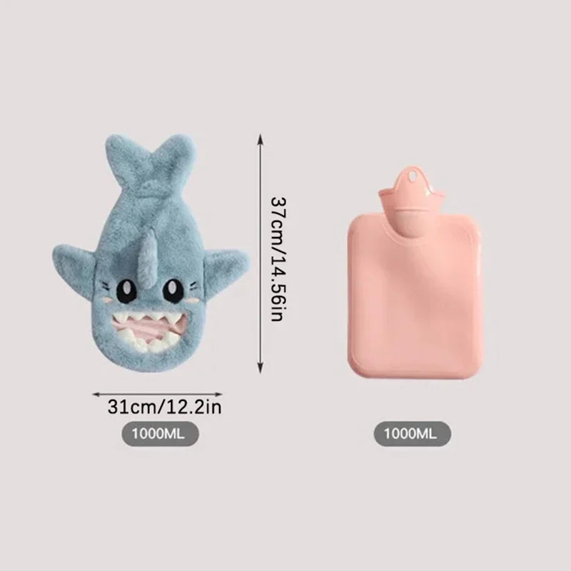 Plush Shark Hot Water Bottle with Detachable Cover