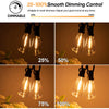 A set of solar string lights demonstrating various dimming levels from 25% to 100%.