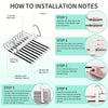Installation instructions showing how to install a 9-layer non-slip stainless steel pants hanger using anti-drop rings and si