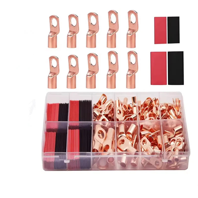 Kupfer-Ringklemmen-Set mit Schrumpfschlauch