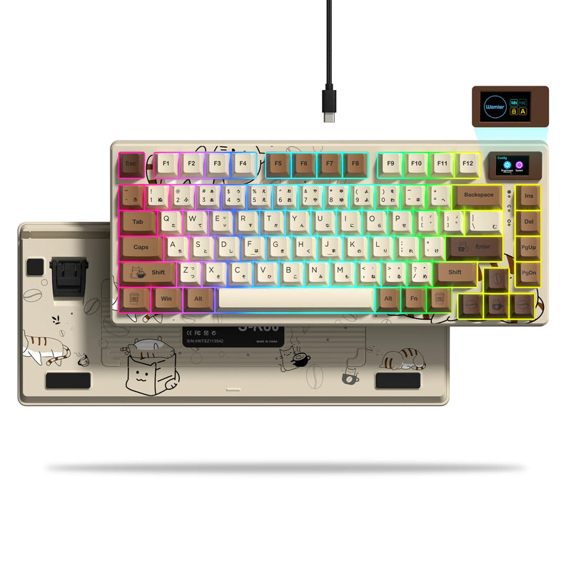 Compact Mechanical Keyboard with OLED Display and Hot-Swappable Switches
