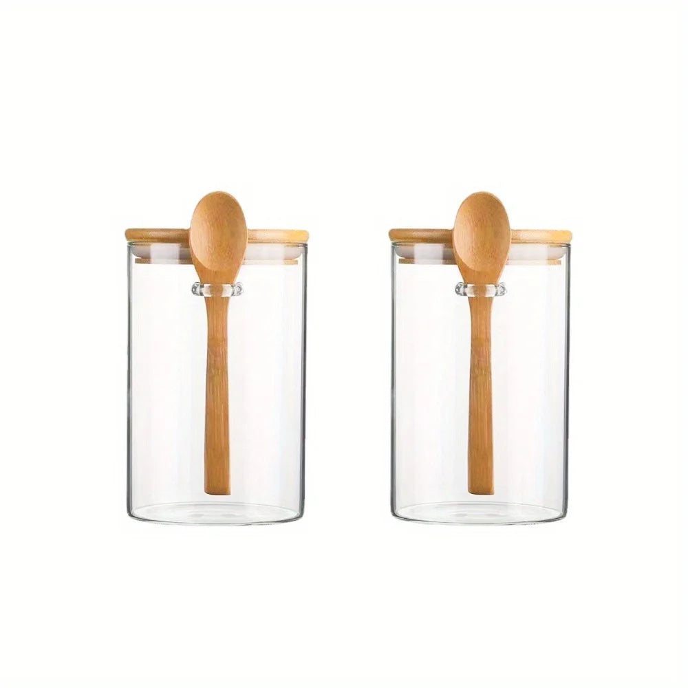 Airtight Glass Overnight Oats Jars with Spoon (16 oz)