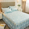 Floral Bed Skirt Set with Anti-Slip Mattress Cover