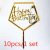 Gold Acrylic Happy Birthday Cake Toppers (Set of 10)