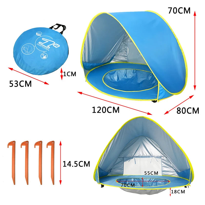 Pop-Up Beach Tent with Built-In Splash Pool for Kids