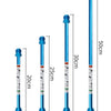 A set of blue paint sprayer extension rods shown in various lengths, measuring 20cm, 30cm, and 50cm.