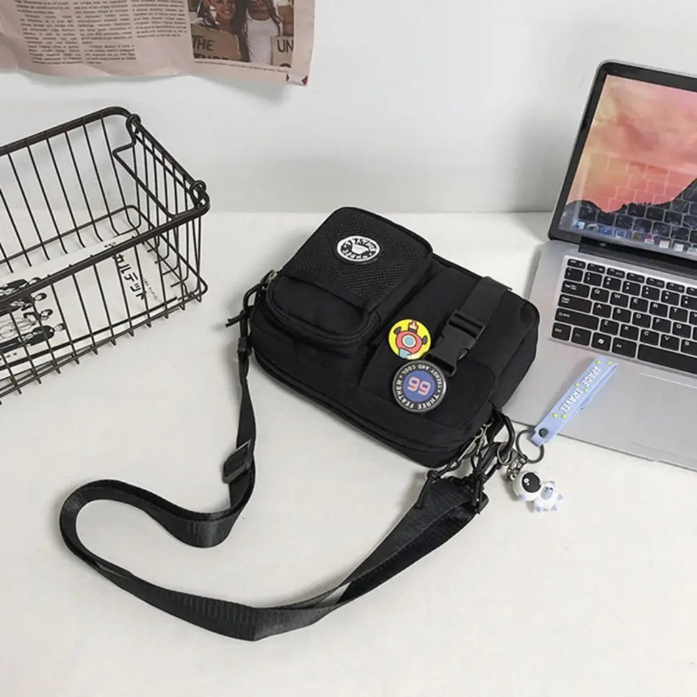 Urban Canvas Crossbody Bag with Zipper Pouch