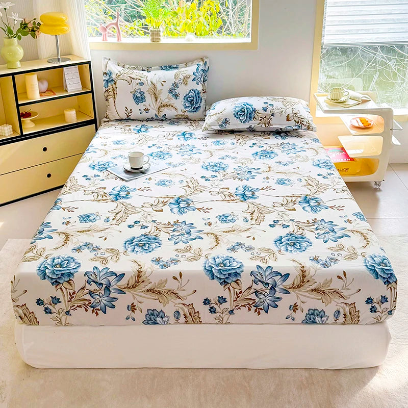 Botanical Floral Fitted Sheet – Soft Polyester Bedding for Everyday Comfort