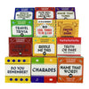 A collection of card game boxes featuring titles like How Well Do You Know Me, Travel Trivia, and Truth or Dare for Couples.