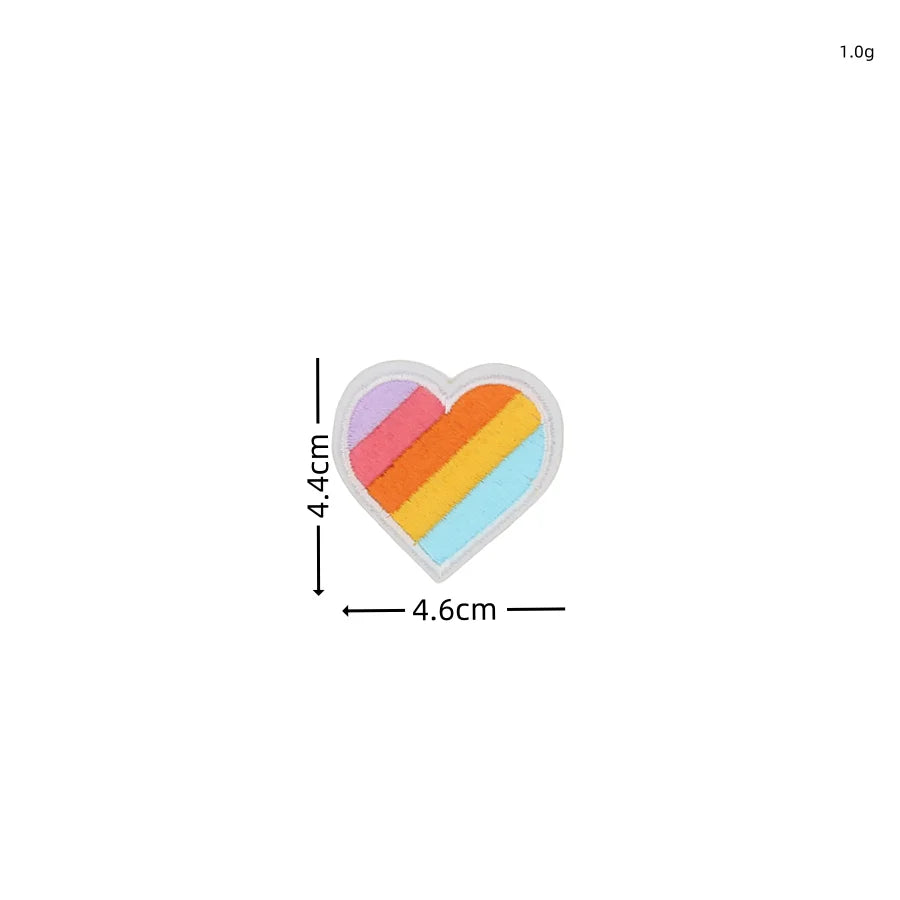 Rainbow Star & Heart Embroidered Iron-On Patches (Set of 10)
