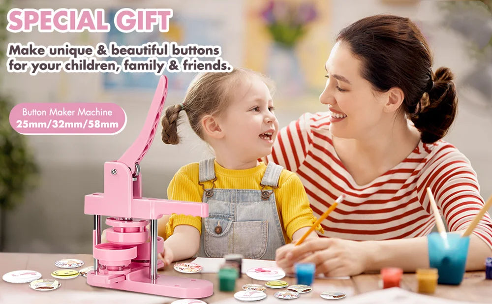 Multi-Size Button Maker Machine with 300 Button Parts Kit
